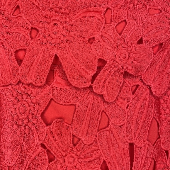 Saylor x Free People Erin Coral Red Lace Strapless Dress Size: Small - Picture 5 of 14